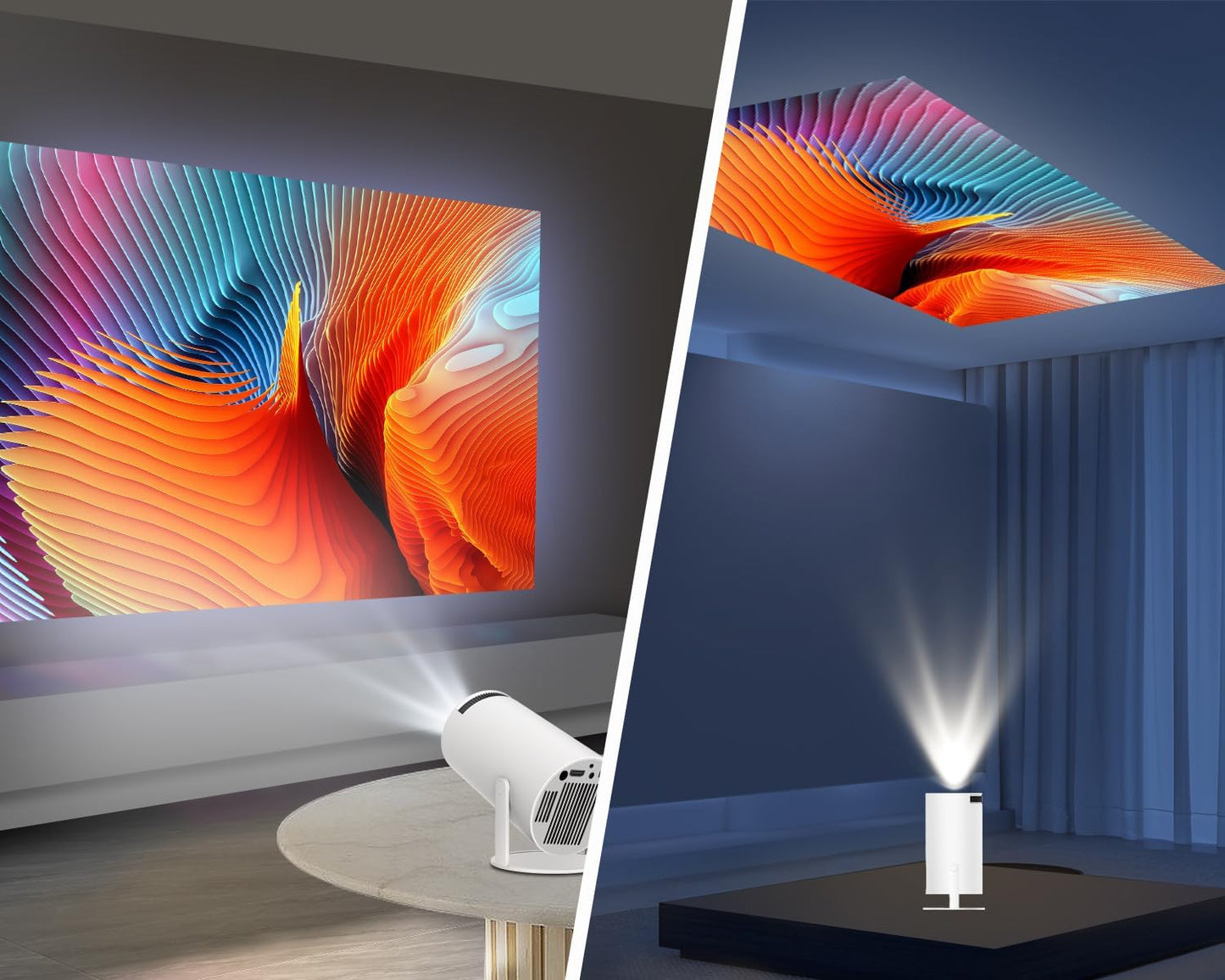 Magcubic Mini Beamer 4K Unterstützt Android 11, Smart Projector 5G Wifi 6 BT 5.4, Mini Projektor Full HD 1080P Unterstützt 200ANSI 8000L Auto Horizontal Trapezoid Correction (Weiß)