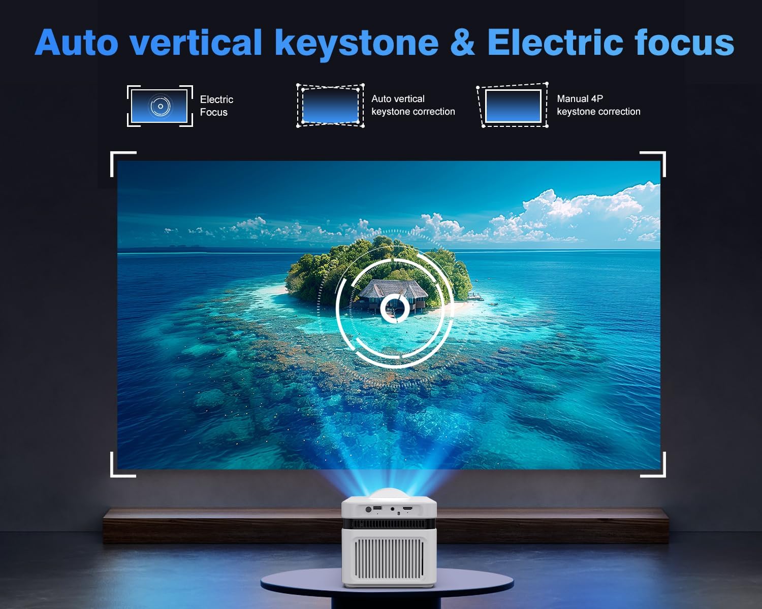 Magcubic 5G Wifi 6 BT 5.0 Smart Projector Mit Offiziell TV Apps, HY450 NTV Kurzdistanz Projektor Full HD 1080P Nativ 700ANSI Auto Versatz Wifi Elektronische Fokussierung Sprachassistent Für Heimkino