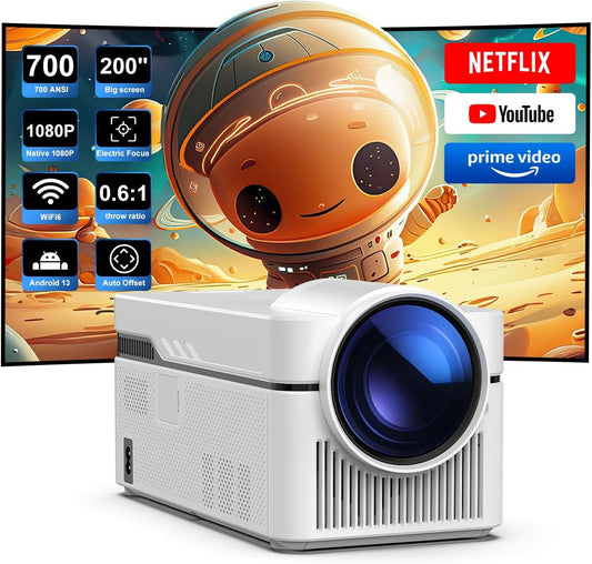 Magcubic 5G Wifi 6 BT 5.0 Smart Projector Mit Offiziell TV Apps, HY450 NTV Kurzdistanz Projektor Full HD 1080P Nativ 700ANSI Auto Versatz Wifi Elektronische Fokussierung Sprachassistent Für Heimkino